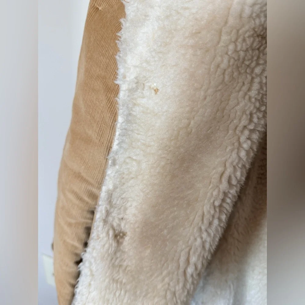 Vintage shearling corduroy coat tan men’s 40 M - Picture 5 of 9